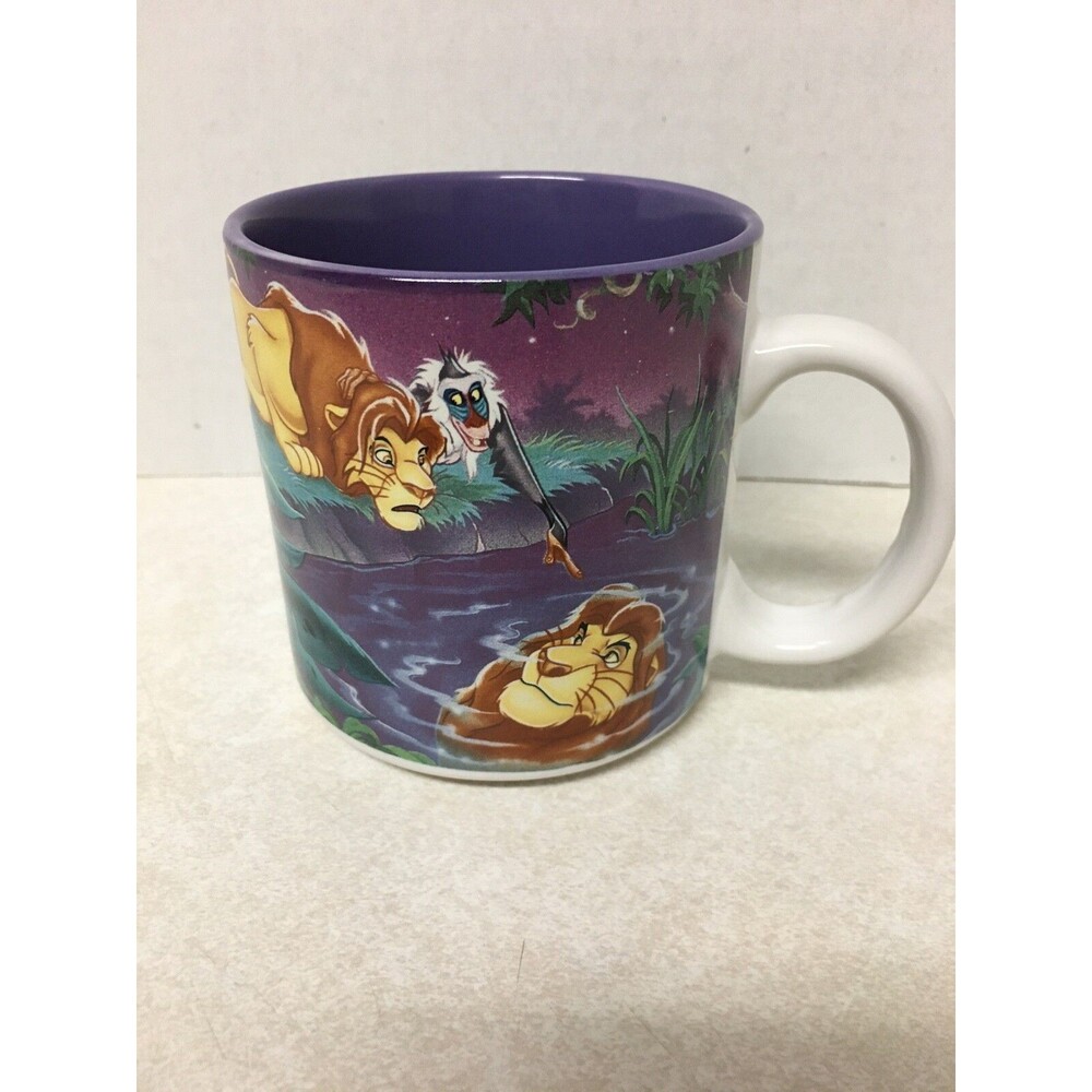Disney Vintage The Lion King Reflection Purple Mug 10 oz Simba Rafiki